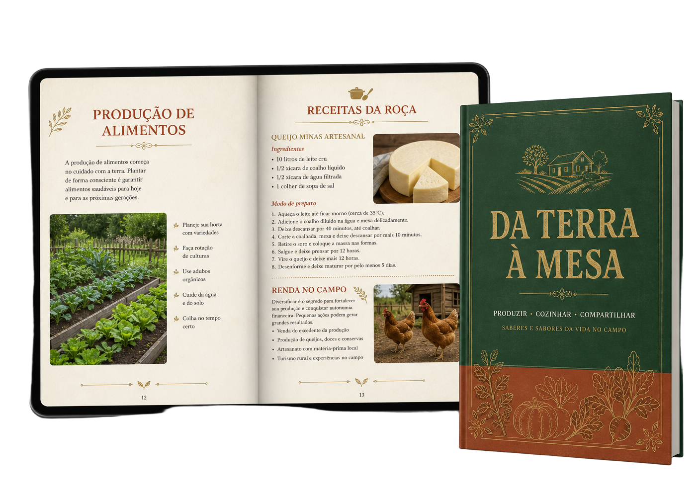 Ebook Da Terra à Mesa aberto, mostrando páginas internas